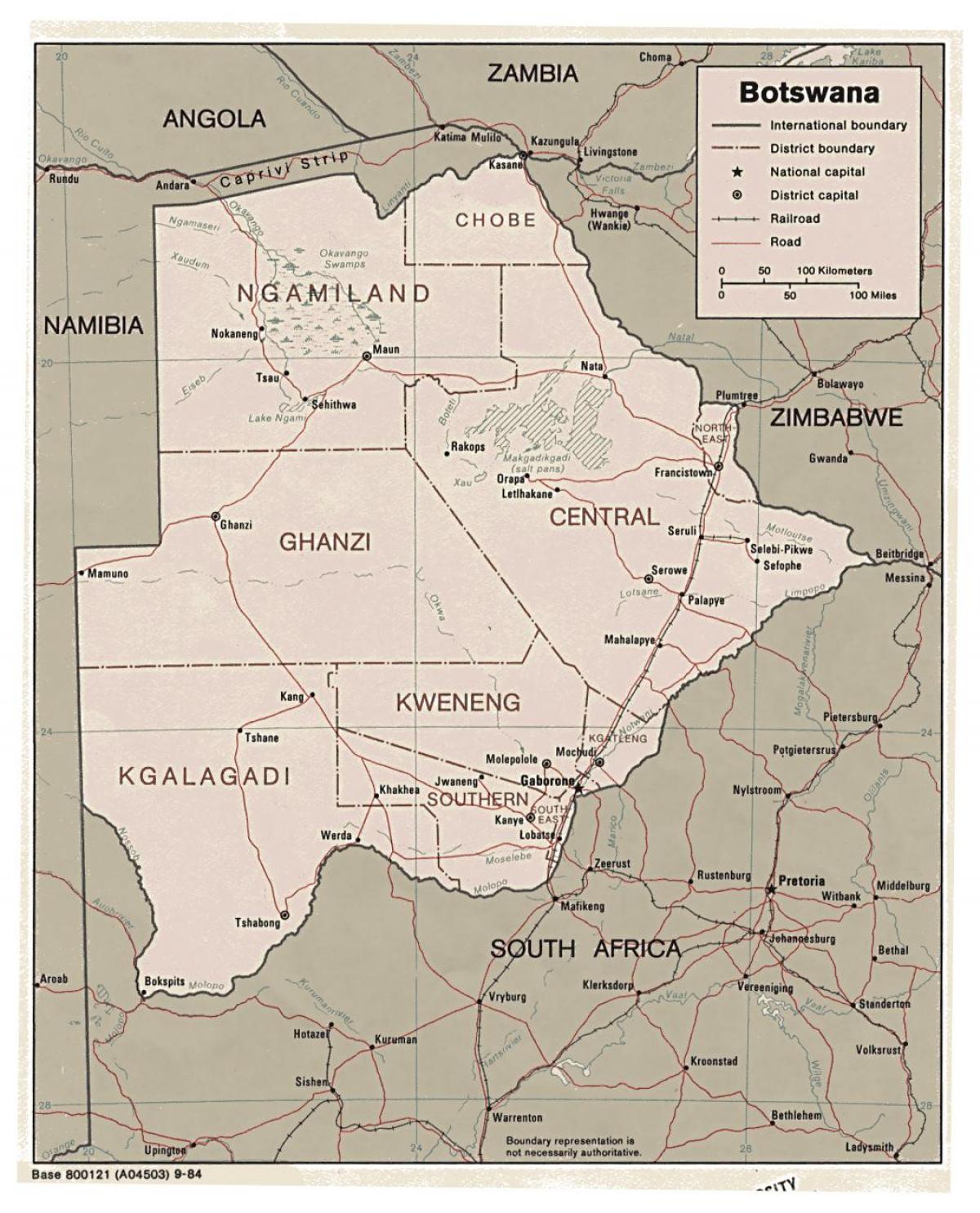 harte e detajuar të Botsuana