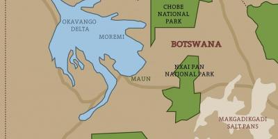 Harta e Botsvana hartë parqet kombëtare